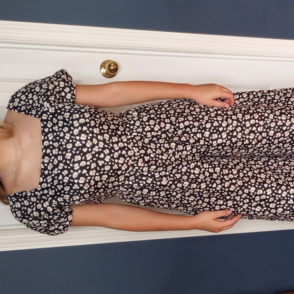 Janie and Jack Black and Cream Puff-Sleeve Matching Set